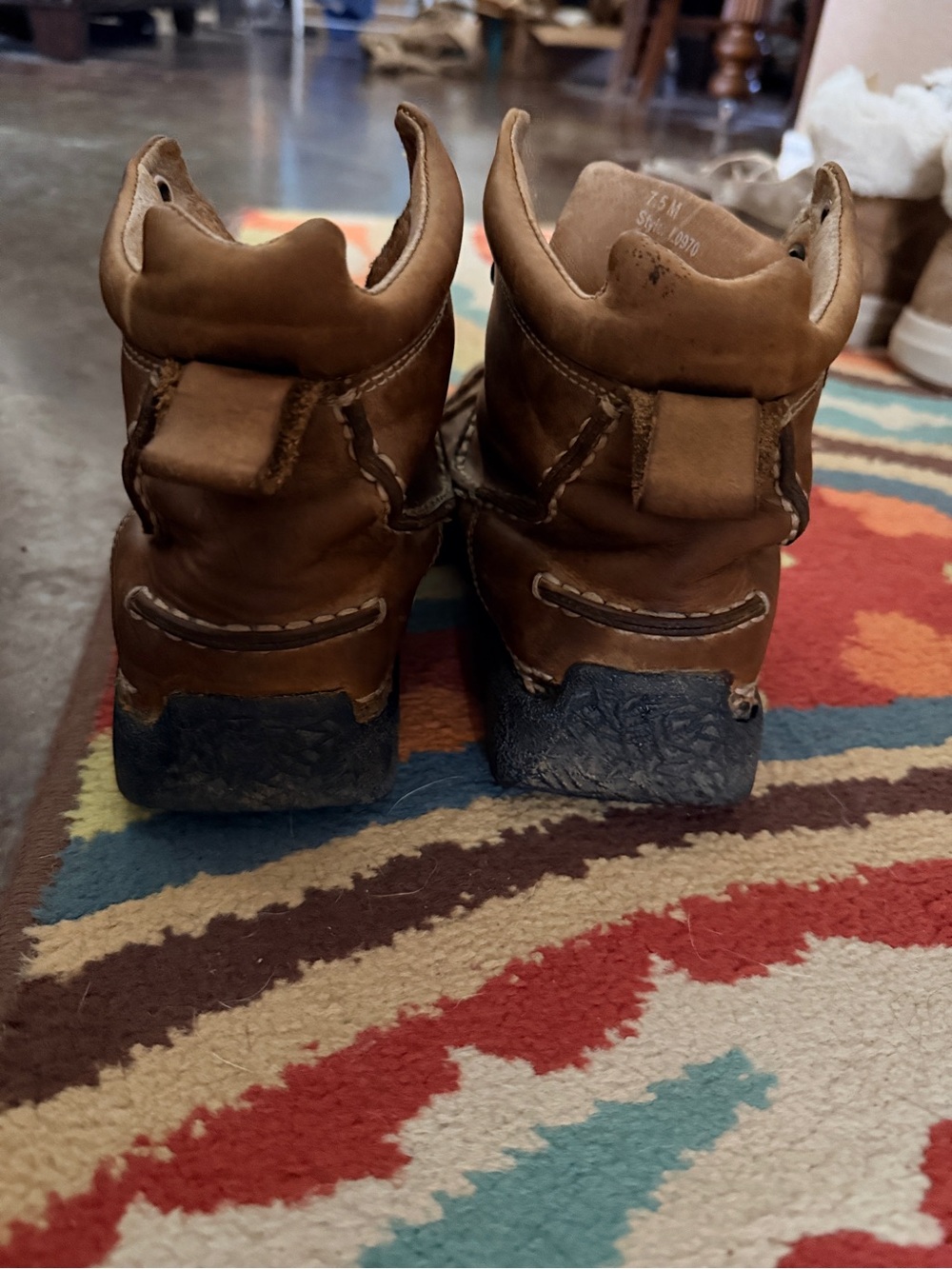Justin Boots Brown Leather Moccasin-Style Lace-Up Boots - Picture 3 of 4